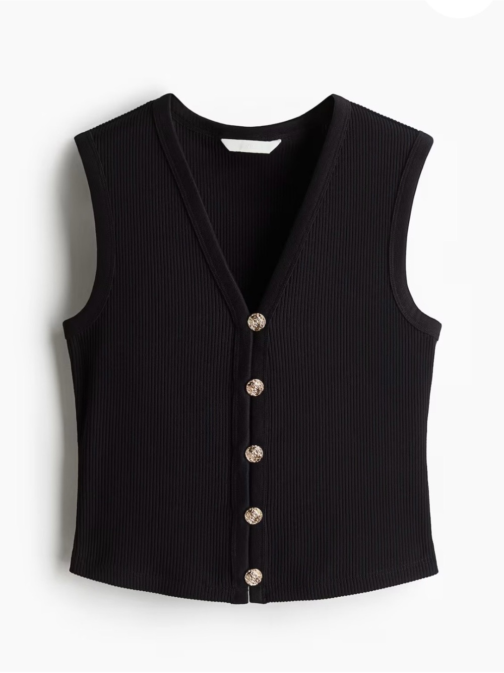 H&M Black Ribbed Waistcoat Button Vest
